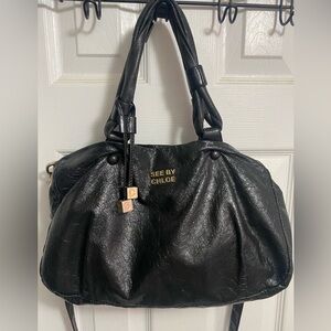 See By Chloe Black Shoulder Bag with Gold Hardware